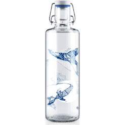 Soulbottle Trinkflasche aus Glas mit 'Souldiver' Keramik-Siebdruck Rückseite