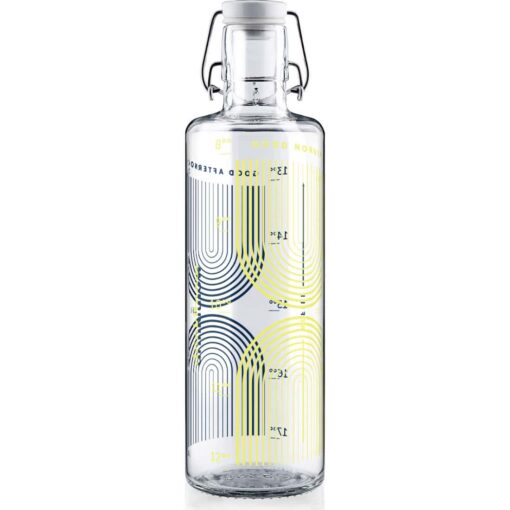 Kultige Soulbottle Trinkflasche aus Glas mit 'Drink It Now ' Keramik-Siebdruck