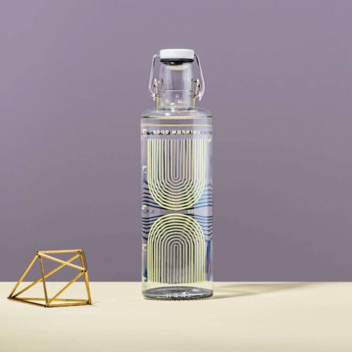 Kultige Soulbottle Trinkflasche aus Glas mit 'Drink It Now ' Keramik-Siebdruck