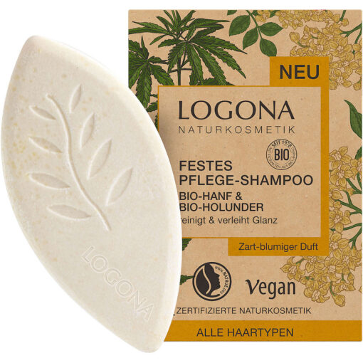 Festes Pflege Shampoo mit Hanf und Holunder von Logona