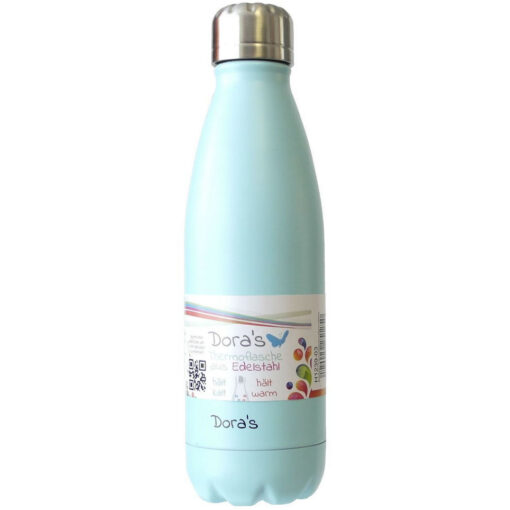 Thermosflasche hellblau Edelstahl von Dora's, 500ml