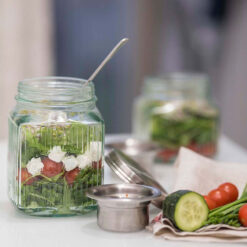 Lunchgefäss aus Glas "Salad To Go" mit Behälter für Salatsaucen
