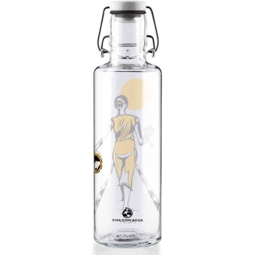 Die Kult Trinkflasche aus Glas mit 'and so is the future' Design von Soulbottle