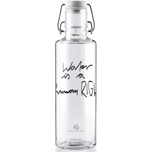 Soulbottle Water is a Human Right Glas Trinkflasche 0,6L