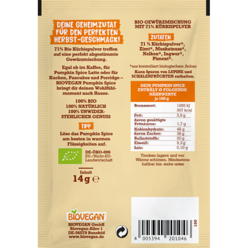 Pumpkin Spice Latte Gewürzmischung Biovegan